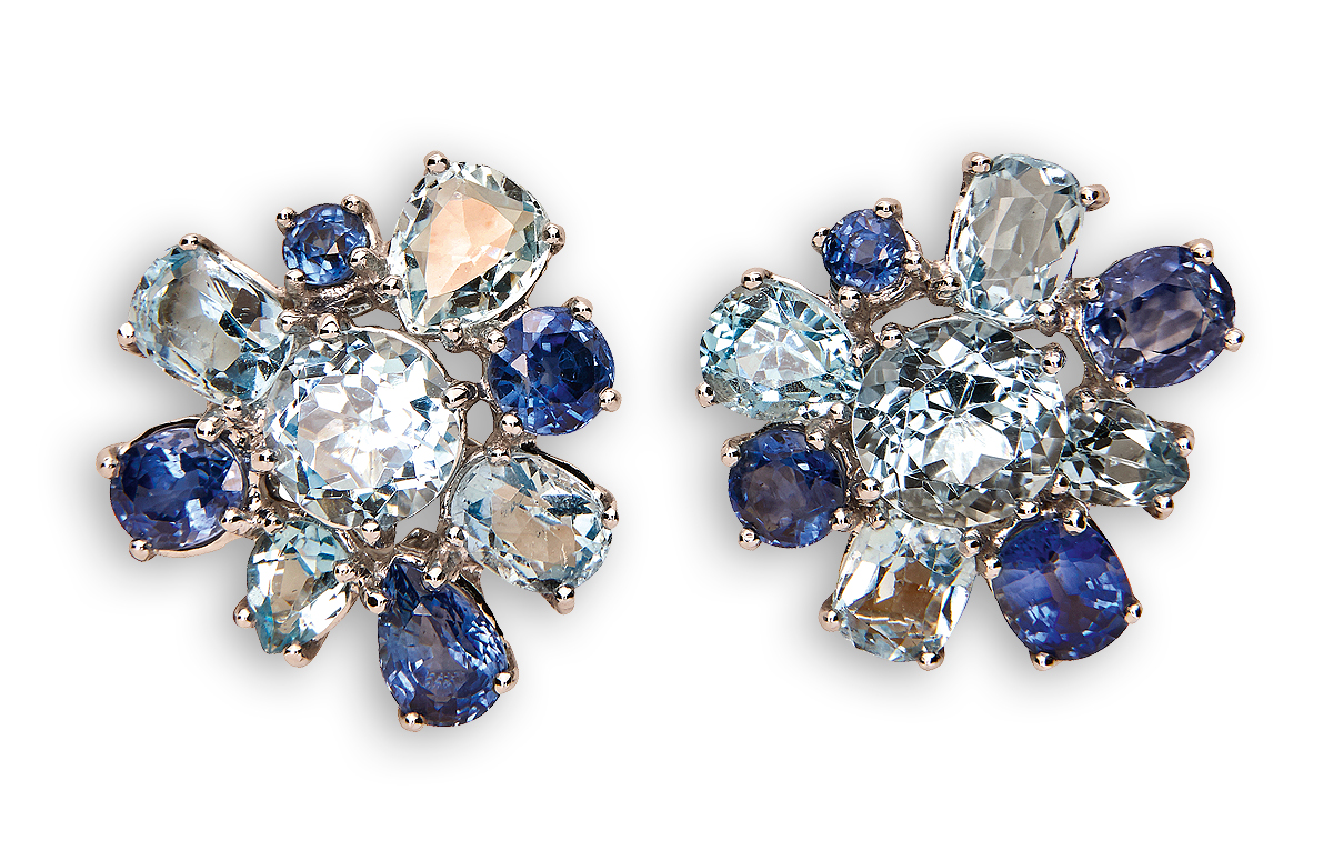 Ohrringe mit Aquamarinen und blauen Saphiren von Juwelier Wilm Hamburg