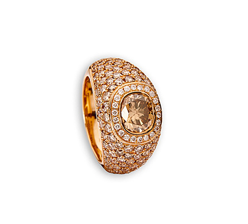 Diamant Ring Rotgold, braune und weiße Diamanten in Hamburg, bei Juwelier Wilm kaufen
