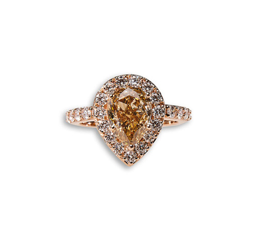Roségold-Ring Natural Fancy Yellow-Brown Diamant