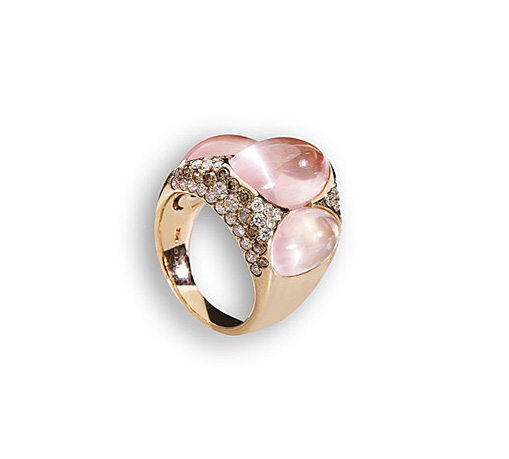 Roségold Ring mit Rosenquarzen & Diamanten
